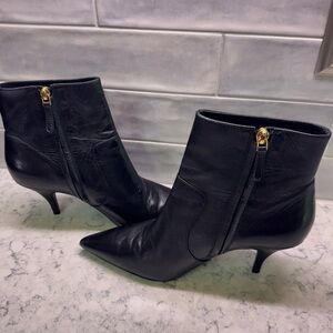Tory Burch Black Nappa Leather Kitten Heel Ankle Boots  Ret.$475 Size 8